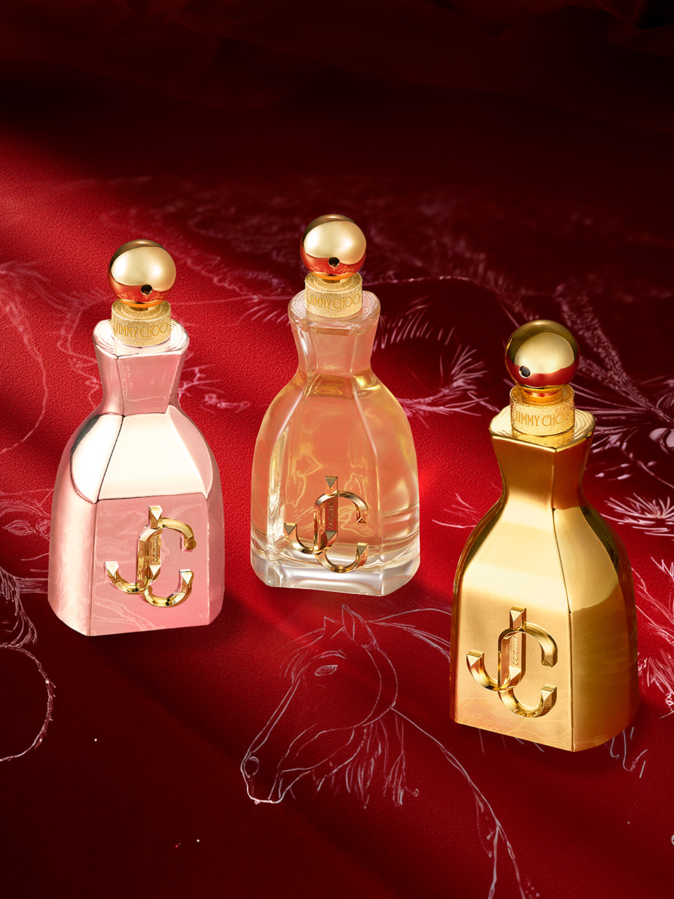 jc_cny_2 Mock-up of Libre perfume from Yves Saint Laurent under a rain of ingredients, lavender, jasmin, orchid